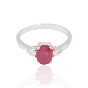 18K White Gold Diamond & Ruby Ring